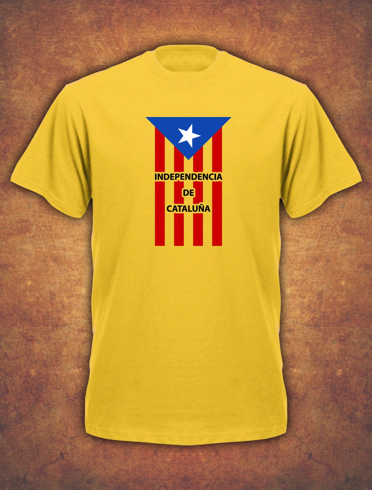 Image of Catalonia Catalan Catalunya Independence Barcelona Espana Mens T-Shirt Yellow