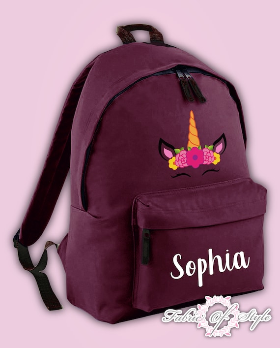 Personalised Kids Backpack Any Name Unicorn Girl Childrens Back To School Bag 8 