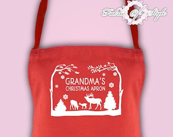 High Quality Personalised Any Name Christmas Grandma Kitchen Mum Festive Season Apron Gift for her