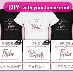 Bride Tribe Iron On T-Shirt Transfer: Rose Gold Hen Party Squad 2024