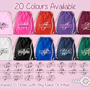 Gym Sack Personalised Monograms Any Name Intital Boy Girls Back To Drawstring Bag PE GYM Gym Sack Gym Bag School Kids