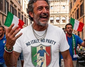Retro Italy Football T-Shirt: "No Italy, No Party" Calcio Fan Tee
