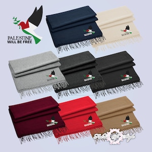 Embroidered Winter Scarf Dove of Peace FREE PALESTINE Gaza FREEDOM Mens Womens Adults