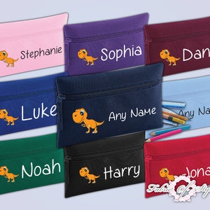 Personalised Dinosaur Pencil Case Kids .  Office Stationery Back To School Zip School Bag