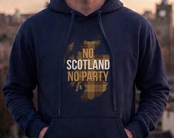 No Scotland No Party SCOTTISH Flag Mens Womens Hoodie Navy Gold