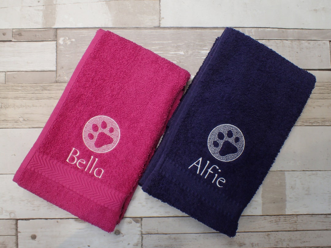 Personalised Embroidered Dog Towel, Dog Paw Towel, Dog Gift , Pet Towel