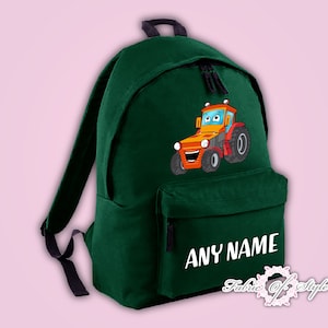 Personalised Kids Backpack Tractor Any Name  Girls Boys Back To School Bag