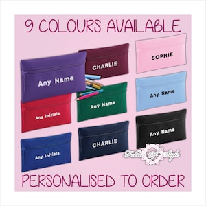 Trousse à crayons personnalisée brodée avec n'importe quel nom ou initiales, papeterie de bureau pour enfants, sac d'école à fermeture éclair pour la rentrée scolaire