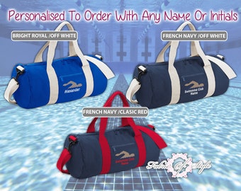 Swimming Embroidered Personalised Barrel Bag Any Name or Initial Duffle Uniform Sport Gym Kit
