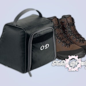 Geborduurde tas voor wandelschoenen met gepersonaliseerde initialen of naamlaarzen voor wandelschoenen
