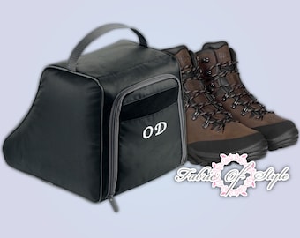 Embroidered Hiking Boot Bag with Personalised Initials or Name Boots Walking Shoe Bag