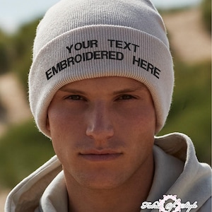 Personalized Embroidered Cuffed Beanie: Custom Text Acrylic Knit
