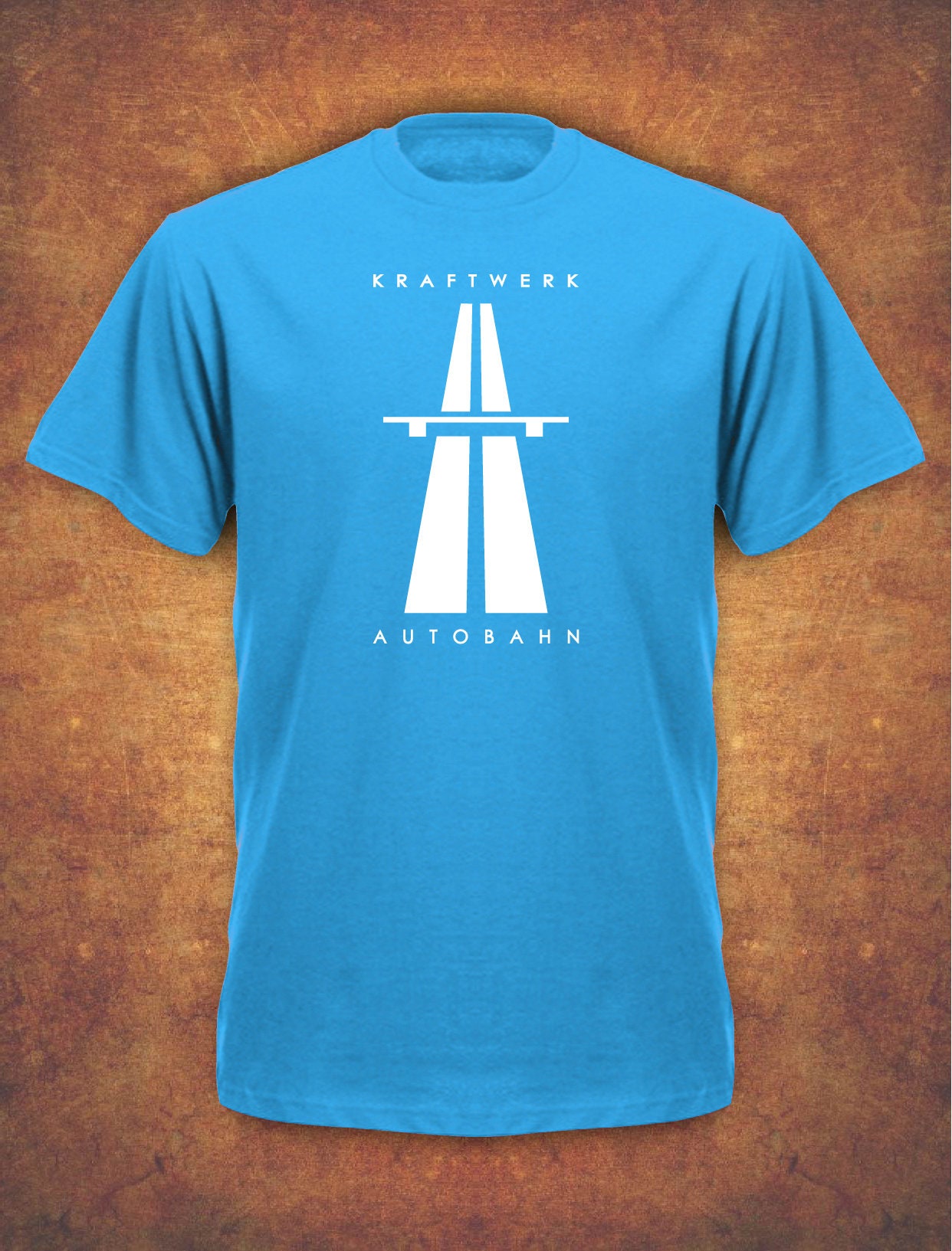 Image of Kraftwerk Autobahn Retro Techno Mens T-Shirt Sky Blue