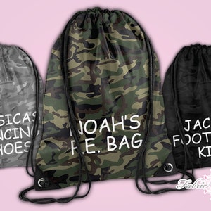 Personnalisé Camo PE Kit École Retour aux garçons Gym Camping Enfants Cordon de serrage Retour à l’école