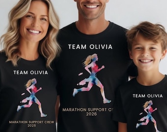 Personalized Marathon Support Crew T-Shirt, Custom Team Name and Year Retro Running Shirt, Race Day Matching Tees, Gift for Runner Supporter