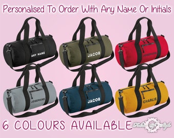 Embroidered Recycled  Personalised Barrel Bag Any Name or Initial Duffle Pink Gymnastics Uniform Sport Swimming Golf  Gym Kit