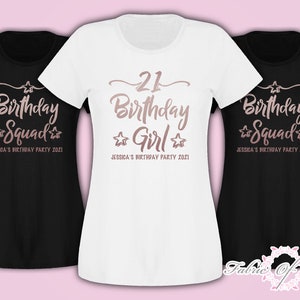 Personalized Birthday Girl Squad T-shirt: Rose Gold Party Tee