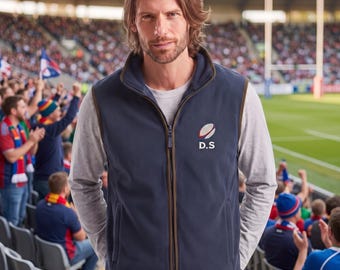Personalised Embroidered Initials Rugby Fleece Gilet, Christmas Gift, Birthday Gift for Him