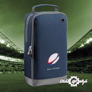 Sac à chaussures personnalisé pour joueur de rugby avec initiales brodées - cadeau personnalisé de sac à chaussures de rugby Noël anniversaire papa fête des pères