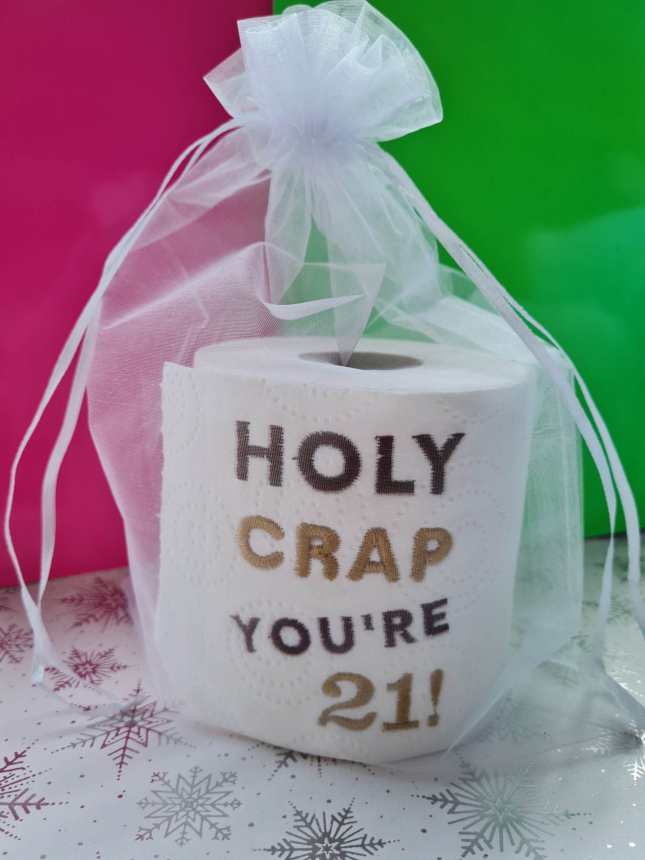 21st Birthday Gag Gift, Embroidered Holy Crap 21st Birthday Toilet Paper in  Clear Gift Box 