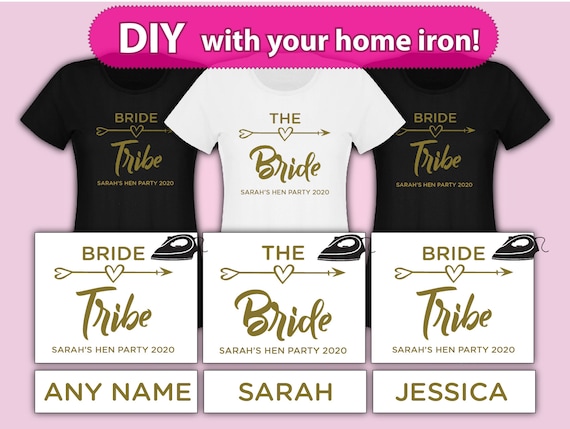 Bride Squad Hen T-shirt Transfer DIY Iron on Free Postage Hen party BRIDE TO BE