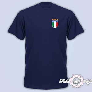 Retro Italy Football T Shirt Italia Italian Italy T-shirt Mens Navy