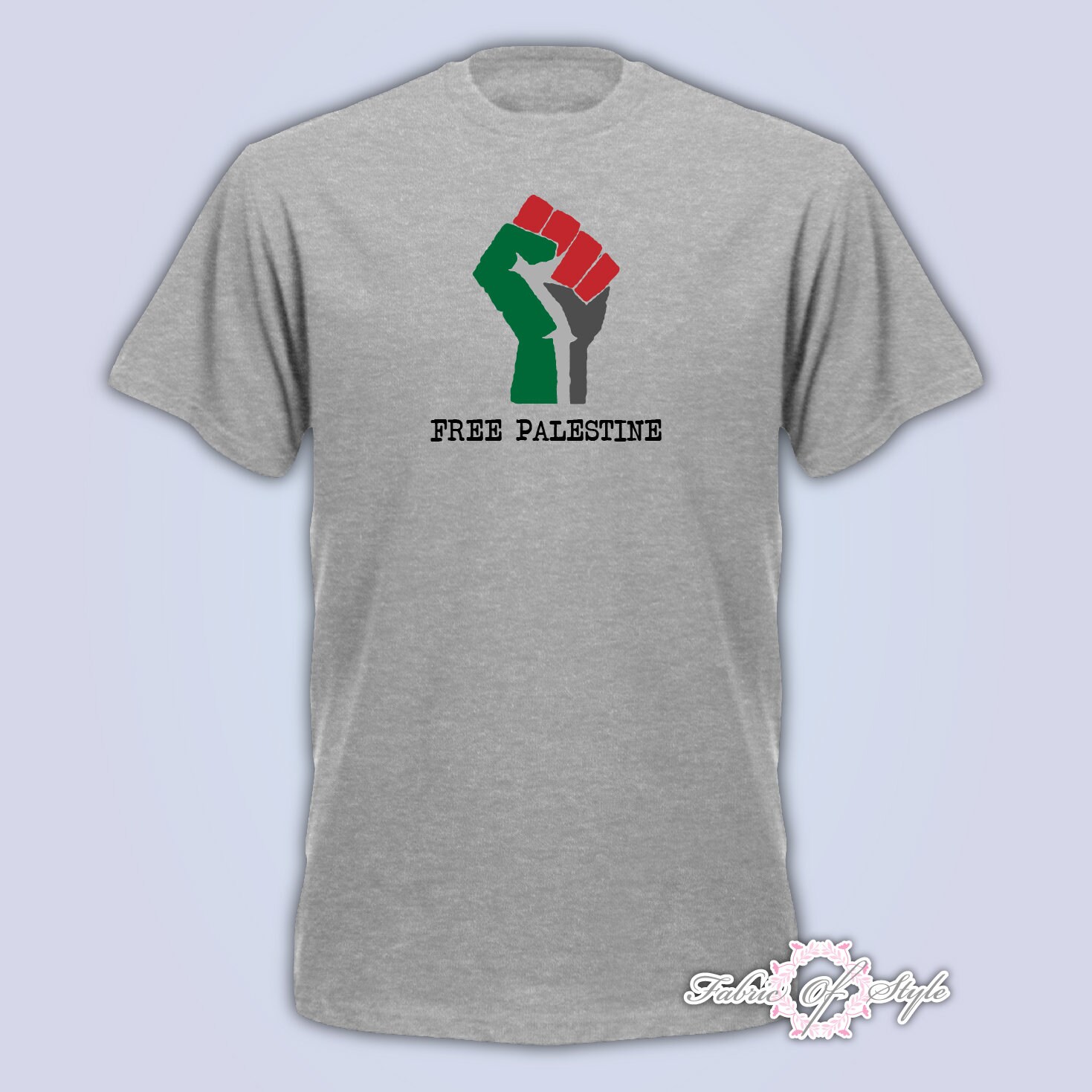 Image of Free Palestine Gaza Freedom Mens T-Shirt - White Grey