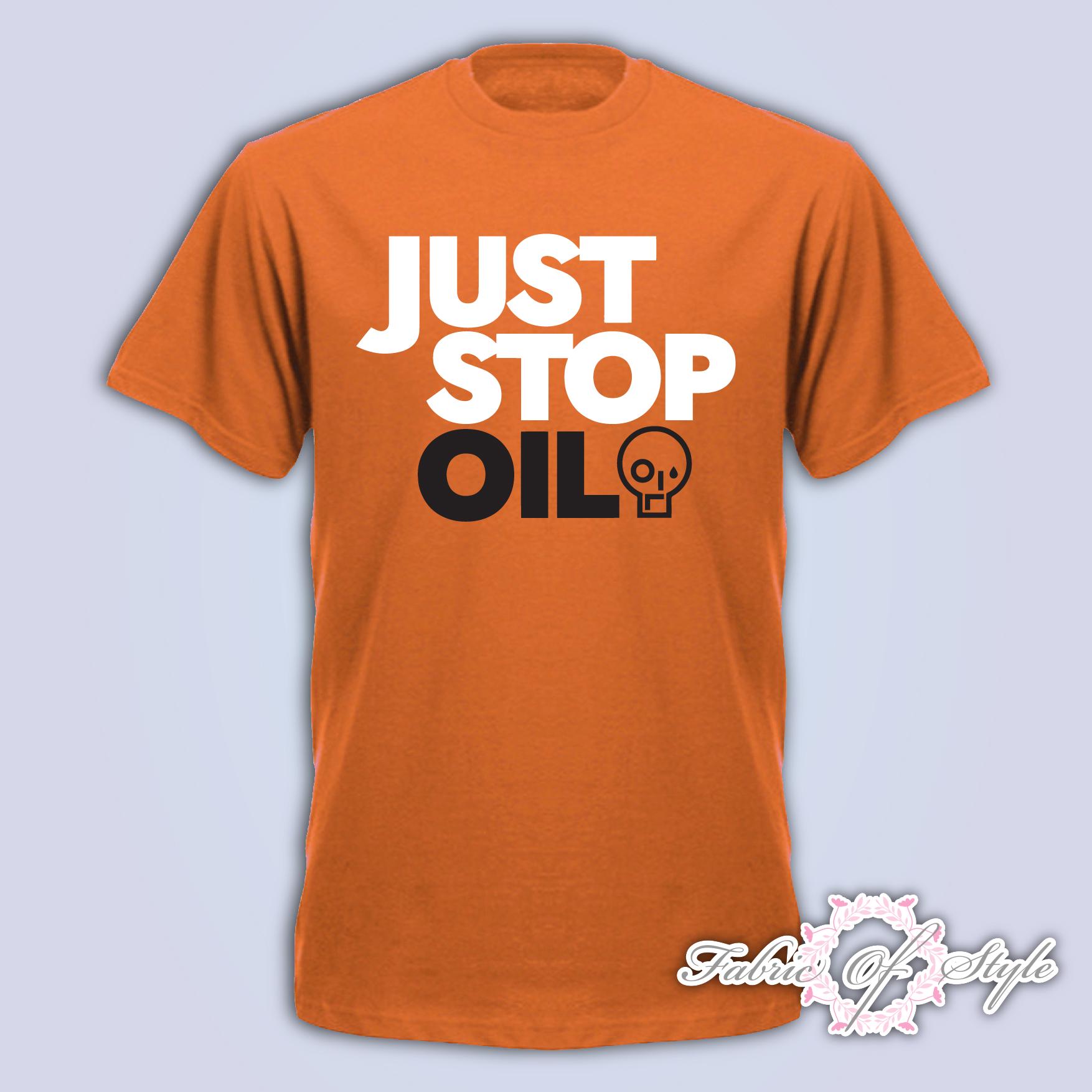 JUST STOP OIL Tシャツ、環境抗議行進、地球を守る活動家、再生可能な 
