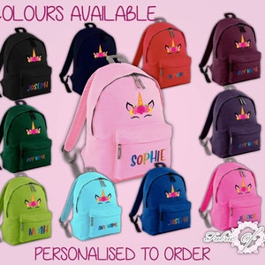 Sac à dos personnalisé pour enfants à paillettes arc-en-ciel - N'importe quel nom Unicorn Girls Boys Back To School Bag