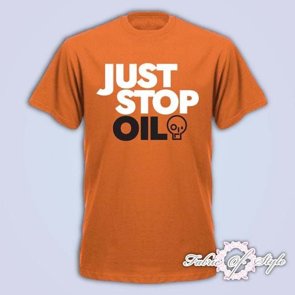 JUST STOP OIL T-Shirt, Umwelt-Protestmarsch, Save Earth-Aktivist, erneuerbare grüne Energie, Recycling-T-Shirt Herren Orange