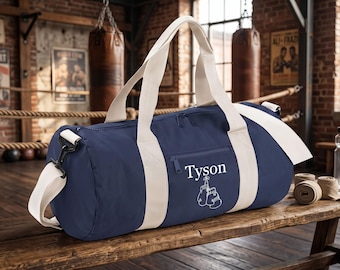 Custom Boxing Duffle Bag Embroidered Name Initials Barrel Gym Bag Gift for Him Boxer Workout Bag Personalized Christmas Birthday Gift