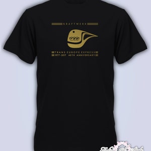 40th Anniversary KRAFTWERK Trans EUROPE EXPRESS Retro Mens T-Shirt Black Gold