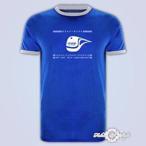 40th Anniversary KRAFTWERK Trans EUROPE EXPRESS Retro  T-shirt Ringer Royal Blue