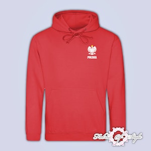Bluza  Polska Polish  Poland Football Volleyball Fans Sport Polska Poland Mens Womens Hoodie Chest Red