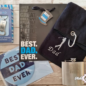 Ensemble cadeau de golf personnalisé Serviette en microfibre brodée N'importe quel nom Homme Parfait pour papa, grand-père, ami, anniversaire, Noël, fête des pères.