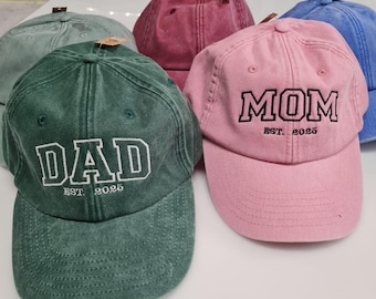 Personalised Dad Embroidered Hat | Custom Grandpa Hat with Est Year | Vintage Baseball Cap New Dad | Father's Day Gift for Dad, Papa, Mom
