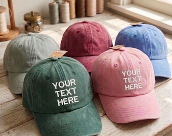 Custom Embroidered Hen Party Hats - Personalized Vintage Washed Baseball Cap - Retro Bachelorette Party Hats, Girls Trip, Bridal Shower Gift