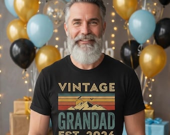 Vintage Grandad Est 2026 T-Shirt, Retro Father's Day Gift, New Dad Tee