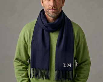 Personalised Mens Scarf with Embroidered Initials or Name, Luxury  Scarf for Him, Christmas Gift for Dad, Husband, Grandad Birthday Gift