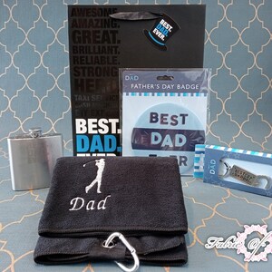 Personalised Golf Gift Set Embroidered Microfibre Towel  Any Name  Men Perfect for Dad, Grandad, Friend, Birthday, Christmas , Fathers Day
