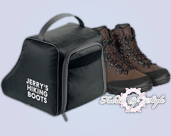 Embroidered Hiking Your text here Boot Bag with Personalised Initials or Name Boots Walking Shoe Bag