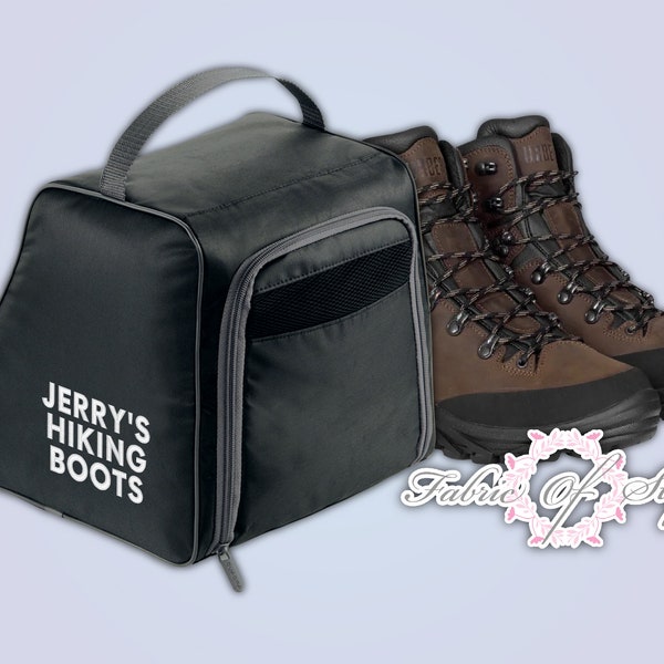 Embroidered Hiking Your text here Boot Bag with Personalised Initials or Name Boots Walking Shoe Bag