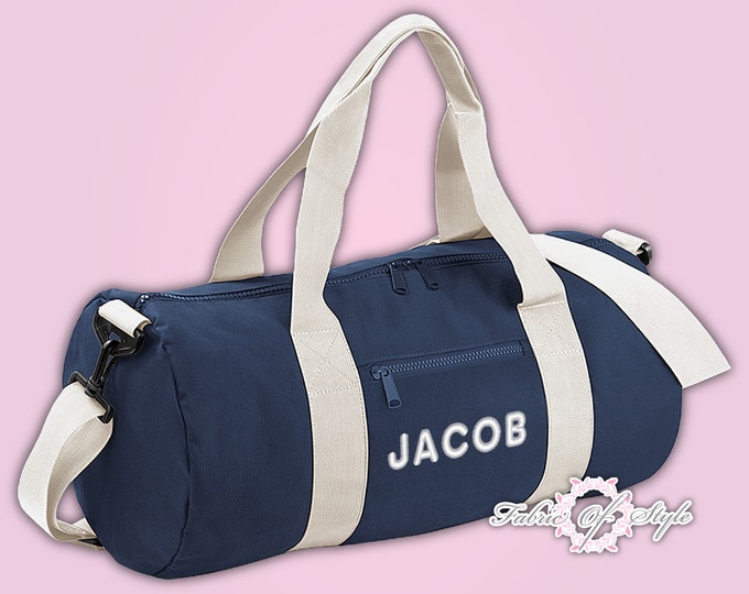 Personalized Embroidered Barrel Duffle Bag: Pink Gym, Sport, Travel