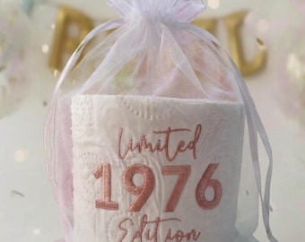 Embroidered Toilet Paper Limited Edition 1976 , 50th Birthday Gift for Her