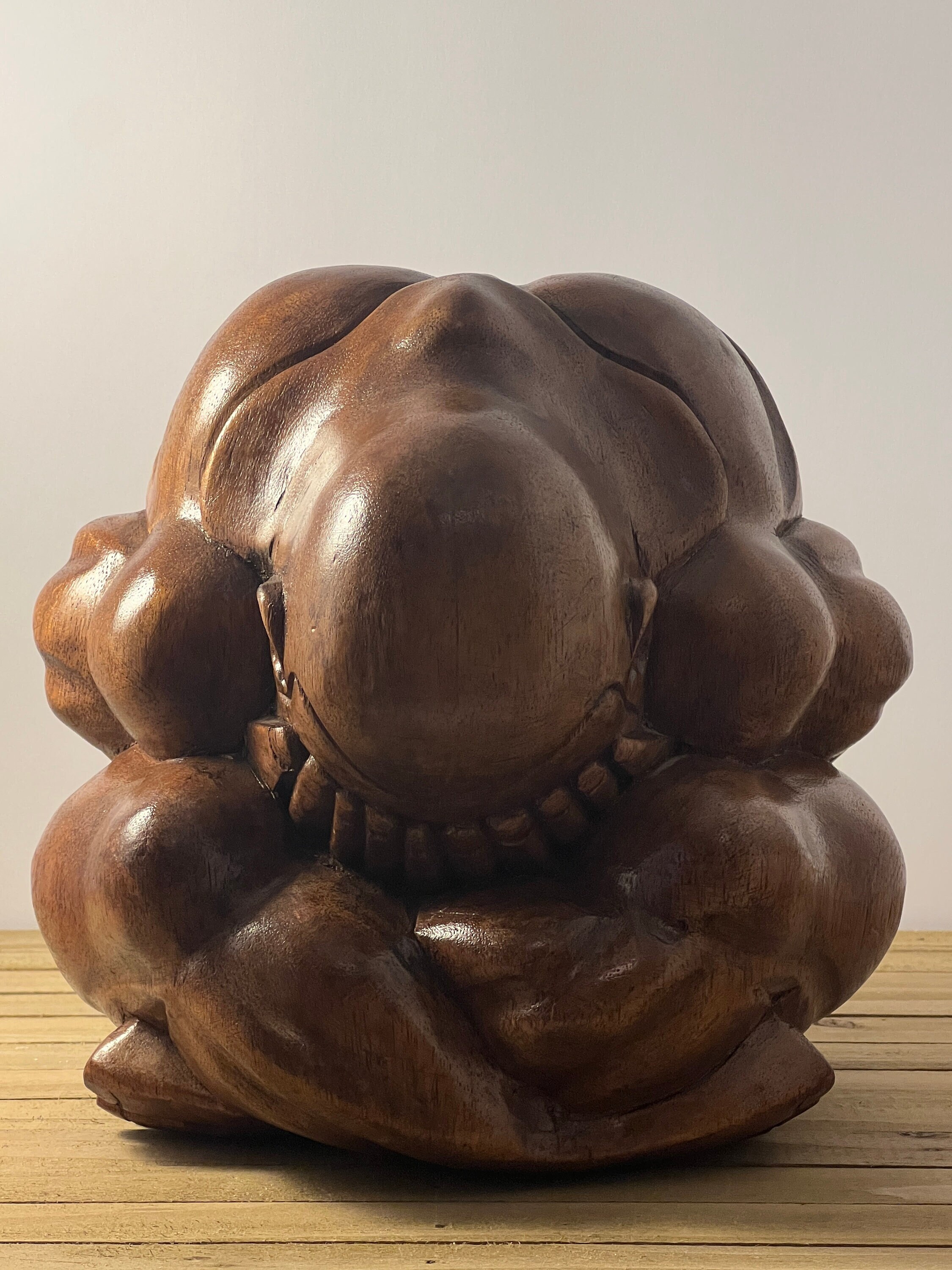 Hand Carved Large Weeping Heavy Wooden Praying Buddha Yogi Man Etsy