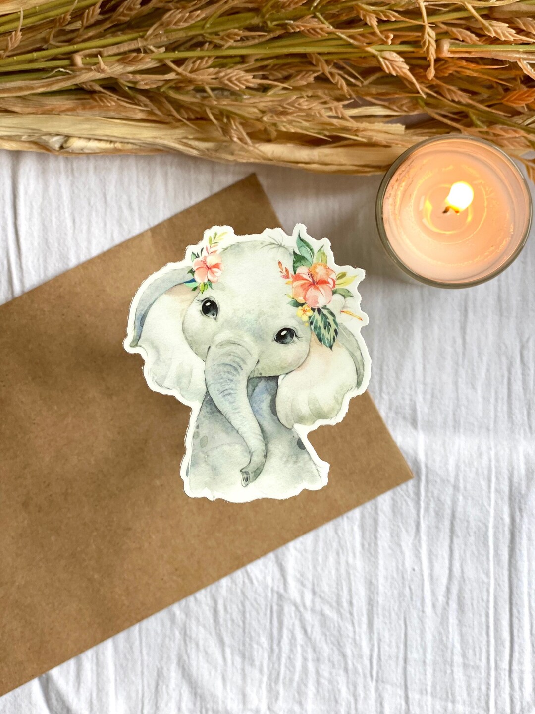 Baby Elephant Sticker Matte Vinyl Sticker Waterproof Water Bottle