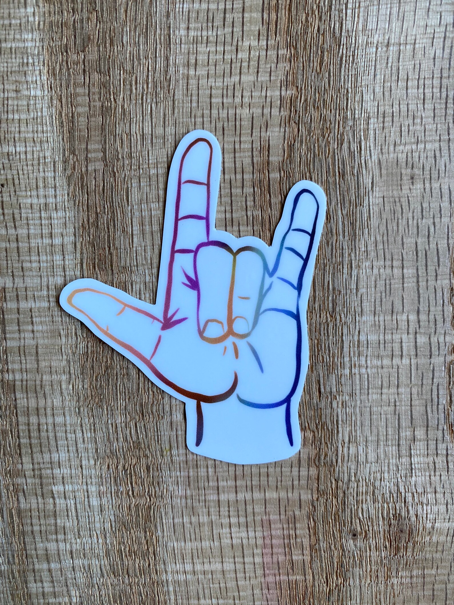 ASL ILY Rainbow Vinyl Sticker ILY Handshape Waterproof | Etsy