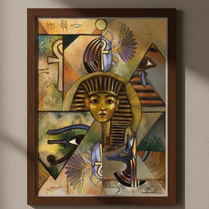 ネフェルティティ美しき女王 - エジプト美術 - キャンバスに手描きされ