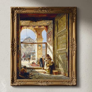 Hand Painted Artwork - The Gate Of The Great Umayyad Mosque in Damascus - Islamic Art - Arabic Art - Hand Painted Oil Painting On Canvas
