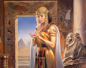 Cleopatra The Egyptian Princess - Egyptian Art - Hand Painted Oil Painting On Canvas